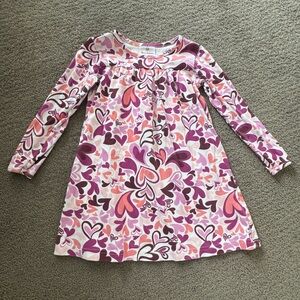 Hanna Andersson Size 110 Pink and Purple Heart Long Sleeve Dress
